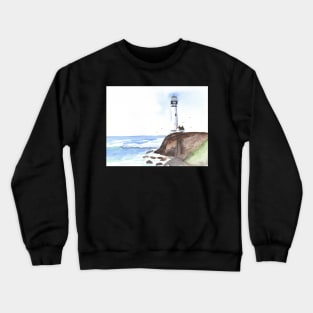 Lighthouse Watercolor and Ink Painting Crewneck Sweatshirt